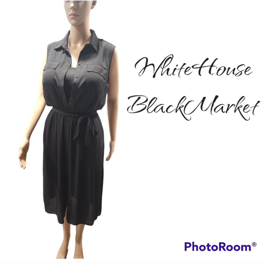 White House Black Market Sleeveless Matte Jersey Shirt Dress